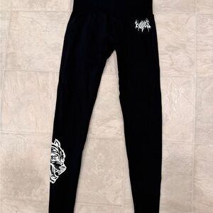 Darc Sport Black Leggings with White Tiger Graphic